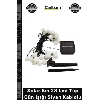 Özel Üretim Modern Şık Dekoratif Bahçe Balkon Lambası Solar 5m 28 Led Top Gün Işığı Siyah Kablolu