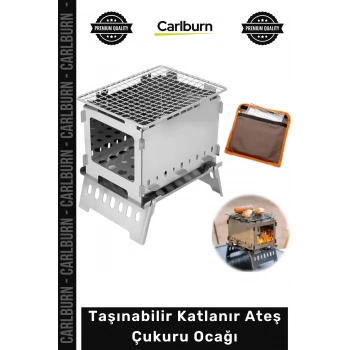 #AteşÇukuruPaslanmaz Çelik Kamp Tipi Kompakt Outdoor Izgara Taşınabilir Katlanır Ateş Çukuru Ocağı
