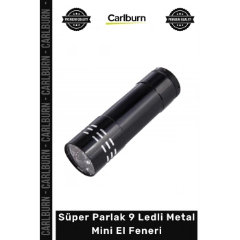 #ElFeneri Kaliteli Alüminyum Gövdeli Güçlü Zenon Işıklı Süper Parlak 9 Ledli Metal Mini El Feneri