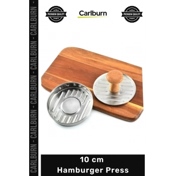 #Press Profesyonel Metal Köfte Şekillendirici Ahşap Saplı Dayanıklı Kalıp 10 cm Hamburger Press