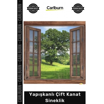 #ÇiftKanat 130x150 cm Pratik Kolay Montaj Pencere Kapı Tül Koruyucu Yapışkanlı Çift Kanat Sineklik
