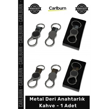#Anahtarlık Logo Baskılı Promosyon Lüks Kaliteli Kurumsal Hediye Şık Tasarım Metal Deri Anahtarlık Kahve - 1 Adet