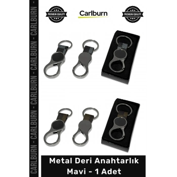 #Anahtarlık Logo Baskılı Kurumsal Promosyon Lüks Şık Kaliteli şiye Özel Metal Deri Anahtarlık Mavi - 1 Adet