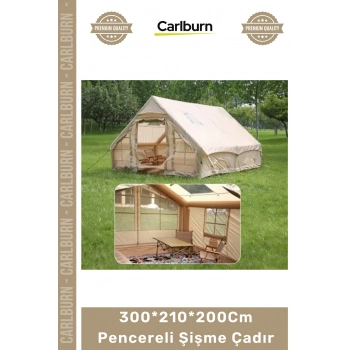 #Çadır Lüks Geniş Kamp 6 Kişilik 4 Mevsim 2 Kapılı Tavan 300*210*200Cm Pencereli Şişme Çadır