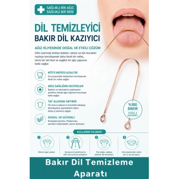 #DilTemizleyici Hijyenik Dil Temizleyici Ağız Bakım Ürünü Metal Dil Kazıyıcı Bakır Dil Temizleme Aparatı