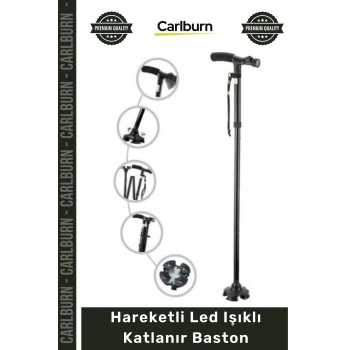 Özel Üretim Ortopedik Emniyetli Katlanabilir Ergonomik Tabanlı Hareketli Led Işıklı Katlanır Baston