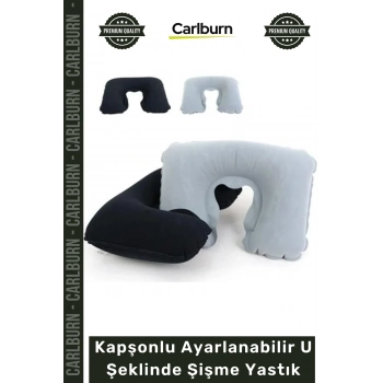 #Yastık Konforlu Seyahat Yolculuk Boyun Destekli Kapşonlu Ayarlanabilir U Şeklinde Şişme Yastık