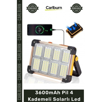 #SolarLed Güçlü Kamp Feneri Şarjlı Taşınabilir Süper Aydınlatma 3600MAH Pil 4 Kademeli Solarlı Led