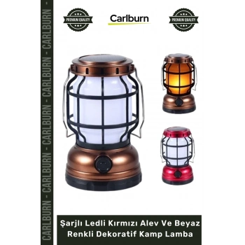 #KampLambası Outdoor Fener Aydınlatma Şarjlı Ledli Kırmızı Alev Beyaz Renkli Dekoratif Kamp Lamba
