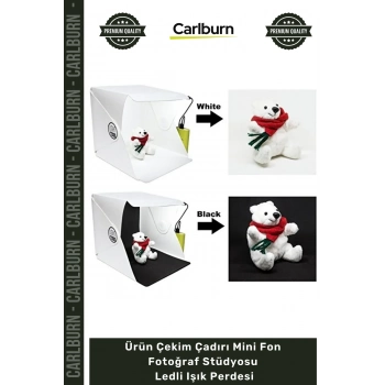 #FotoPerde Mini Stüdyo Kutu Ürün Çekim Çadırı Mini Fon Fotoğraf Stüdyosu Ledli Işık Perdesi