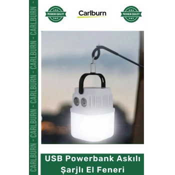 #ElFeneri Profesyonel Kamp Tipi Güçlü Led Uzun Menzilli Şarjlı El Feneri USB Powerbanklı Askılı