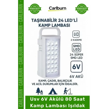 #Işıldak Şarjlı Led Portatif Güçlü Aydınlatma Feneri Usv 6V Akülü 80 Saat Kamp Lambası Işıldak