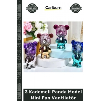 #Vantilatör Şık Taşınabilir Sessiz USB Şarjlı Masaüstü 3 Kademeli Panda Model Mini Fan Vantilatör