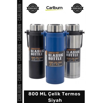 #Termos Paslanmaz Sızdırmaz Dayanıklı Sıcak Soğuk Outdoor Matara Şık 800 ML Çelik Termos Siyah