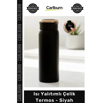 #Termos Paslanmaz Vakumlu Çift Katmanlı Sızdırmaz Isı Yalıtımlı Dayanıklı Şık Mat Çelik Termos Siyah