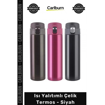 #Termos Sızdırmaz Isı Koruyan Paslanmaz Çift Katmanlı Vakumlu Dayanıklı Şık Çelik Termos Siyah