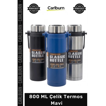 #Termos Isı Yalıtımlı Paslanmaz Çift Katmanlı Sızdırmaz Vakumlu Şık 800 ML Çelik Termos Mavi