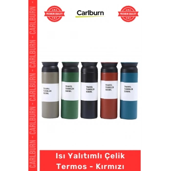 #Termos Sızdırmaz Isı Yalıtımlı Vakumlu Piknik Kamp Plaj Ofis Seyahat Paslanmaz Dayanıklı Şık Modern Çelik Termos Kırmızı