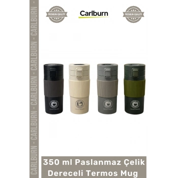 #Mug Seyahat Hastane Kamp Piknik Ofis  Dijital Isı Göstergeli Mat Sızdırmaz 350 ml Paslanmaz Çelik Dereceli Termos Mug Bardak