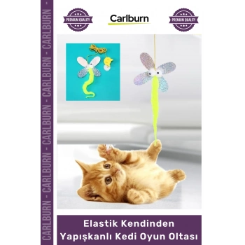 #Petshop İnteraktif Çıngıraklı Renkli Kelebek Model Elastik Kendinden Yapışkanlı Kedi Oyun Oltası