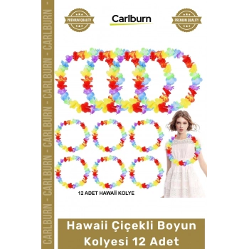 Özel Üretim Tropikal Parti Malzemesi Renkli Aksesuar Seti Yaz Hawaii Çiçekli Boyun Kolyesi 12 Adet