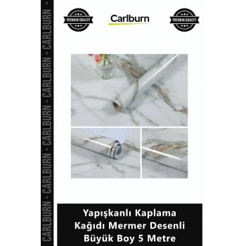 #Mermer Su Geçirmez Dekoratif Mutfak Yapışkanlı Kaplama Kağıdı Mermer Desenli Büyük Boy 5 Metre