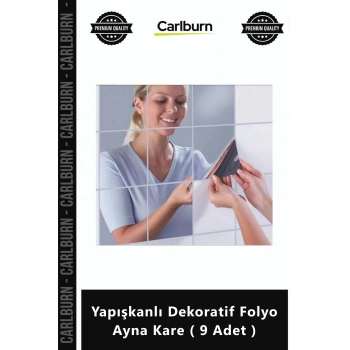 #Ayna Modern Kendinden Yapışkanlı Şık Duvar Yapışkanlı Dekoratif Folyo Ayna Kare 9 Adet