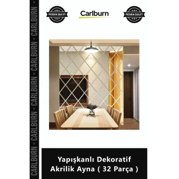 #Ayna Kırılmaz Duvar Dekoru Modern Tasarım Kare Yapışkanlı Dekoratif Akrilik Ayna 32 Parça
