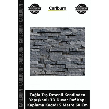 Özel Üretim Gri Tuğla Taş Desenli Kendinden Yapışkanlı 3D Duvar Raf Kapı Kaplama Kağıdı 5 Metre 60 C
