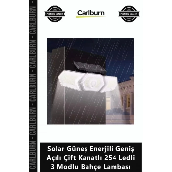 Özel Üretim Sensörlü Solar Güneş Enerjili Geniş Açılı Çift Kanatlı 254 Ledli 3 Modlu Bahçe Lambası
