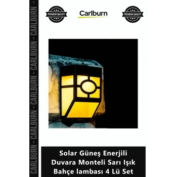 Özel Üretim Dekoratif Sensörlü Solar Güneş Enerjili Duvara Monteli Sarı Işık Bahçe lambası 4 Lü Set