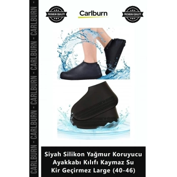 Özel Üretim Esnek Siyah Silikon Yağmur Koruyucu Ayakkabı Kılıfı Kaymaz Su Kir Geçirmez Large 4046