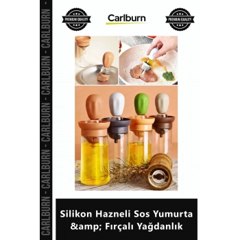 Özel Üretim Mutfak Gereçleri Sızdırmaz Pratik Cam Silikon Hazneli Sos Yumurta Fırçalı Yağdanlık