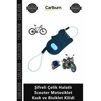 Özel Üretim Pratik Makaralı Siyah Şifreli Çelik Halatlı Scooter Motosiklet Kask Bisiklet Kilidi