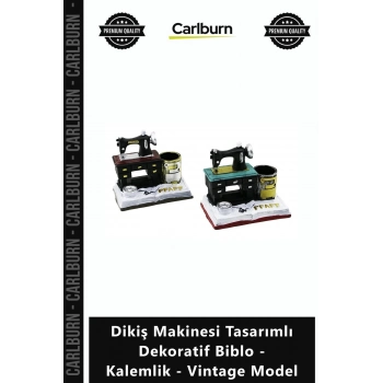 Özel Üretim Nostaljik Reçine Dikiş Makinesi Tasarımlı Dekoratif Biblo Kalemlik Vintage Model