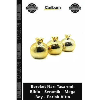 Özel Üretim Dekoratif Hediye Gold Obje Bereket Narı Tasarımlı Biblo Seramik Mega Boy Parlak Altın
