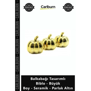 Özel Üretim Dekoratif Şık Modern Gold Balkabağı Tasarımlı Biblo Büyük Boy Seramik Parlak Altın