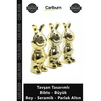 Özel Üretim Dekoratif Modern Lüks Gold Tavşan Tasarımlı Biblo Büyük Boy Seramik Parlak Altın
