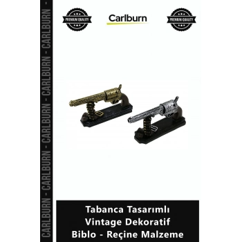 Özel Üretim Eskitme Ofis Hediyelik Retro Tabanca Tasarımlı Vintage Dekoratif Biblo Reçine Malzeme
