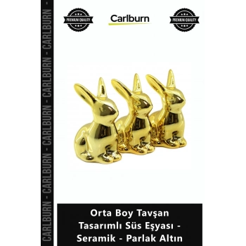 Özel Üretim Dekoratif Gold Biblo Şık Orta Boy Tavşan Tasarımlı Süs Eşyası Seramik Parlak Altın