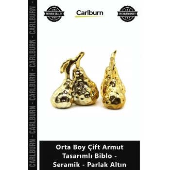 Özel Üretim Dekoratif Modern Gold Orta Boy Çift Armut Tasarımlı Biblo Seramik Parlak Altın
