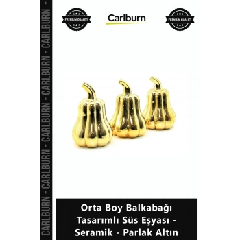 Özel Üretim Modern Lüks Gold Zarif Orta Boy Balkabağı Tasarımlı Süs Eşyası Seramik Parlak Altın