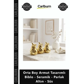 Özel Üretim Lüks Dekoratif Gold Modern Orta Boy Armut Tasarımlı Biblo Seramik Parlak Altın Süs