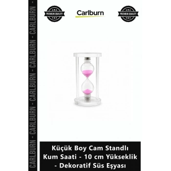 Özel Üretim Modern Estetik Küçük Boy Cam Standlı Kum Saati 10 cm Yükseklik Dekoratif Süs Eşyası