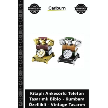 Özel Üretim Retro Reçine Kitaplı Ankesörlü Telefon Tasarımlı Biblo Kumbara Özellikli Vintage Tasarım