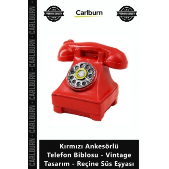 Özel Üretim Retro Nostaljik Kırmızı Ankesörlü Telefon Biblosu Vintage Tasarım Reçine Süs Eşyası