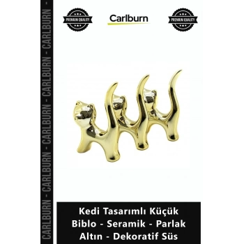 Özel Üretim Şık Modern Gold Ev Kedi Tasarımlı Küçük Biblo Seramik Parlak Altın Dekoratif Süs