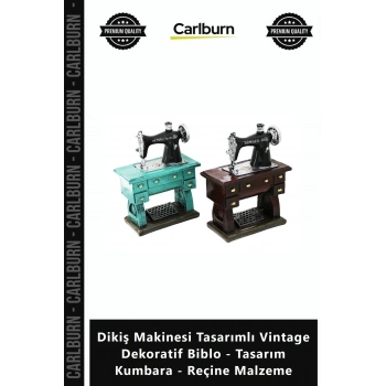 Özel Üretim Şık Dikiş Makinesi Tasarımlı Vintage Dekoratif Biblo Tasarım Kumbara Reçine Malzeme