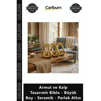 Özel Üretim Estetik Dekoratif Şık Armut Kalp Tasarımlı Biblo Büyük Boy Seramik Parlak Altın