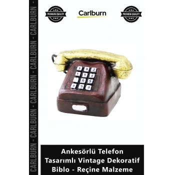 Özel Üretim Nostaljik Ofis Obje Ankesörlü Telefon Tasarımlı Vintage Dekoratif Biblo Reçine Malzeme